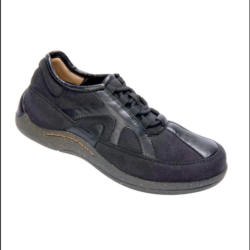 🆕 Drew Shoes Barefoot Freedom Black Roma Leather Sneakers  6.5 WW New in Box